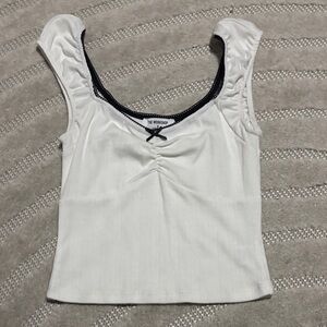 White Crop Top with Black Trim